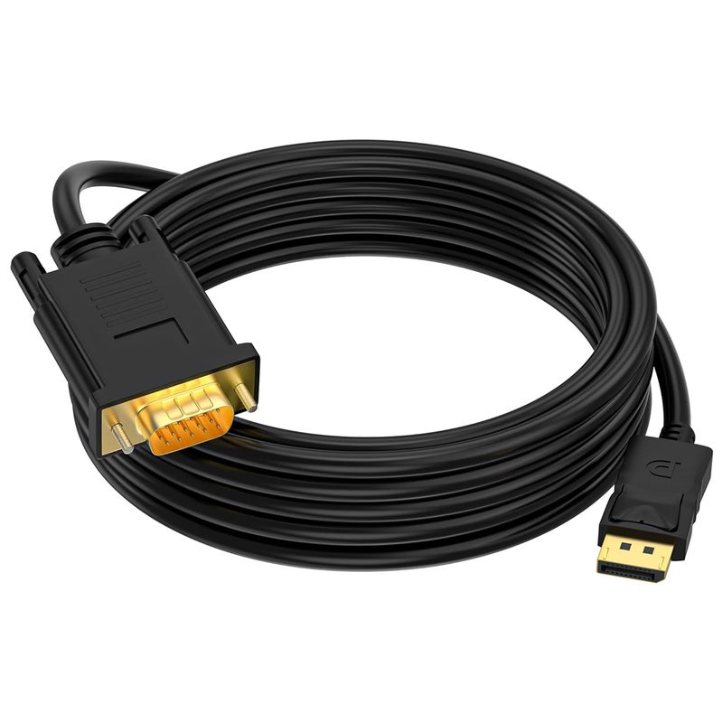 Seefeful (in) DisplayPort to (Out) VGA Adapter DP to VGA Cable Male to Male Gold-Plated for Computer, Laptop, Monitor, TV, Projector (NOT Bidirectional) (6 Feet) (DisplayPort to VGA (6 Feet)) - Image 1